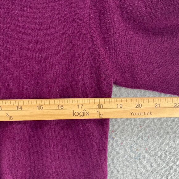 LOFT Sweater Womens Small Burgundy Cashmere Open Cardigan Short Sleeve Pockets - Picture 8 of 9